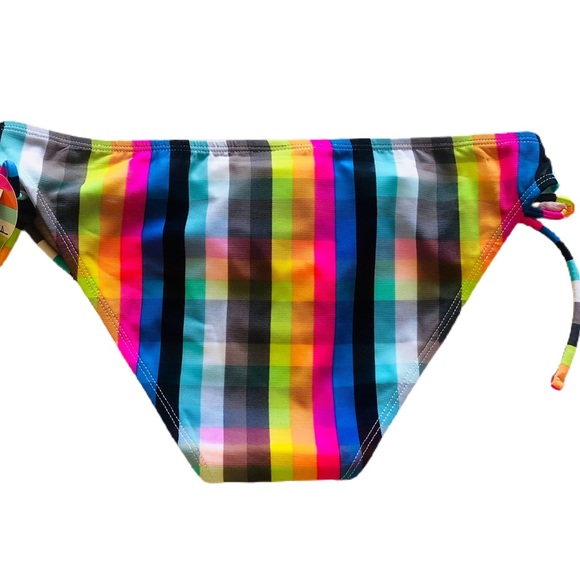 Raisins Neon Stripe Mesh Tie Bikini Bottoms NWT - Picture 7 of 12